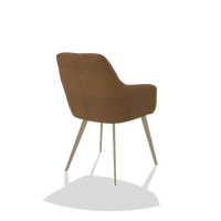 Dining Chair Bari 6405 in Glory 16 fabric (brown), champagne legs, back angled view