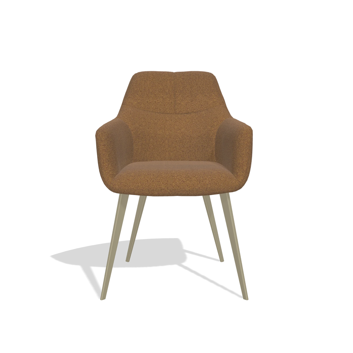 Dining Chair Bari 6405 in Glory 16 fabric (brown), champagne legs, front view