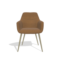 Dining Chair Bari 6405 in Glory 16 fabric (brown), champagne legs, front view