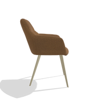 Dining Chair Bari 6405 in Glory 16 fabric (brown), champagne legs, side view