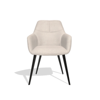 Dining Chair Bari 6405 in Guard 01 fabric (light grey), black legs, front view