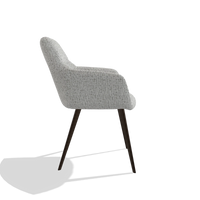 Sedia da pranzo Bari 6405 in tessuto Horta 106 (grigio chiaro), gambe in espresso, vista laterale