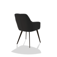 Dining Chair Bari 6405 in Leather A804 (black), espresso legs, back angled view