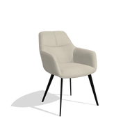 Dining Chair Bari 6405 in Leather A822 (light grey), black legs, angled view