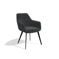 Silla de comedor Bari 6405 en Piel B500 (negro), patas en negro, vista en ángulo