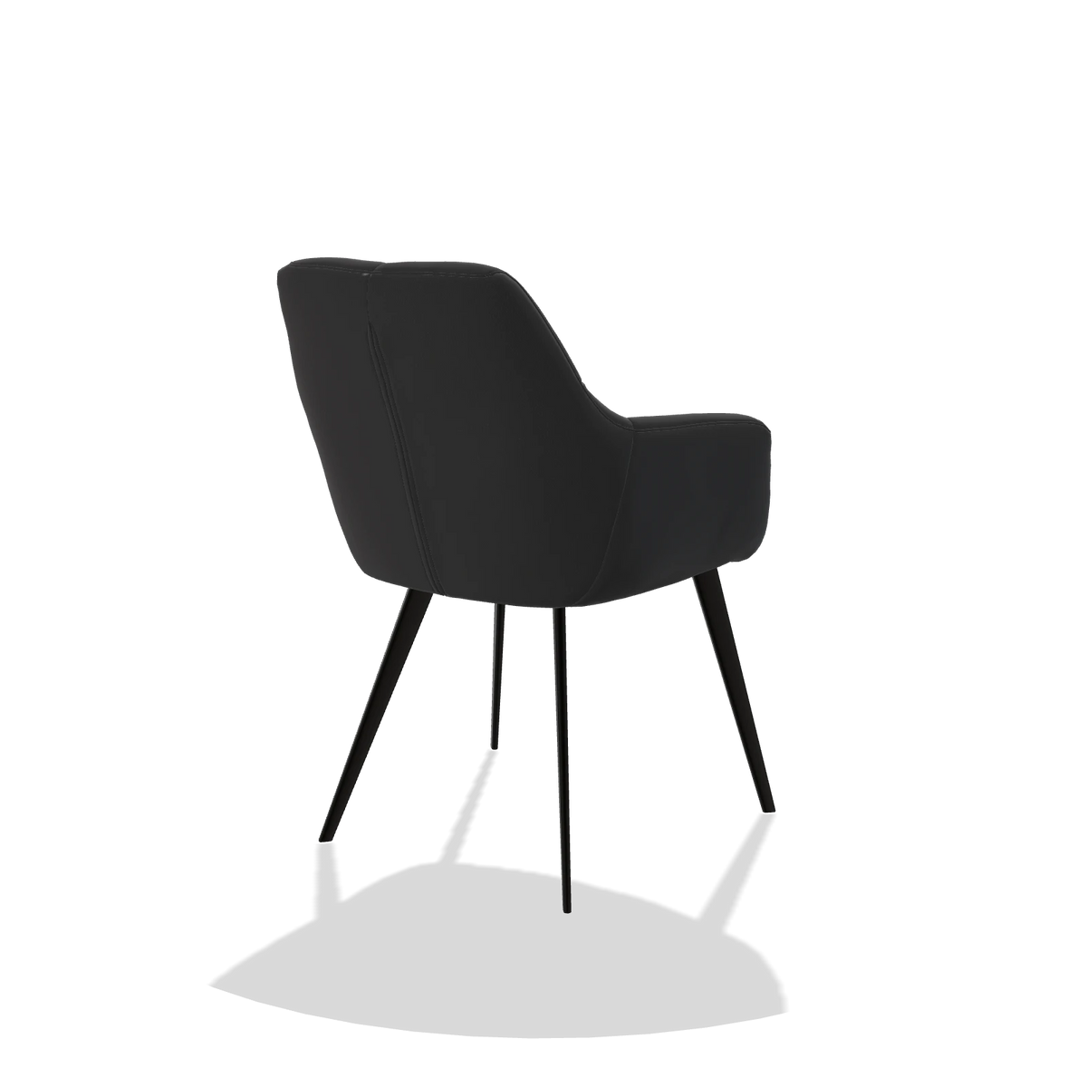 Silla de comedor Bari 6405 en Piel B500 (negro), patas en negro, vista trasera en ángulo