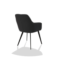 Silla de comedor Bari 6405 en Piel B500 (negro), patas en negro, vista trasera en ángulo