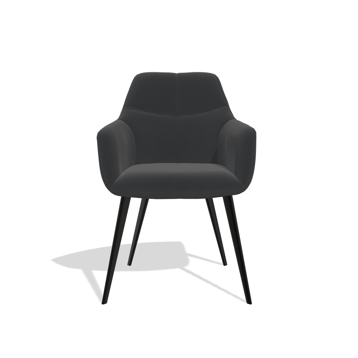 Silla de comedor Bari 6405 en Piel B500 (negro), patas en negro, vista frontal