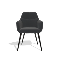 Silla de comedor Bari 6405 en Piel B500 (negro), patas en negro, vista frontal