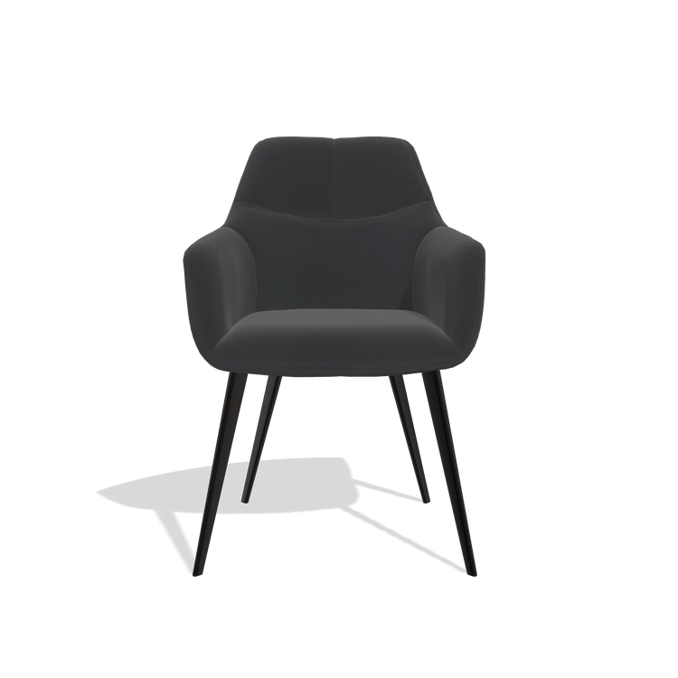 Silla de comedor Bari 6405 en Piel B500 (negro), patas en negro, vista frontal