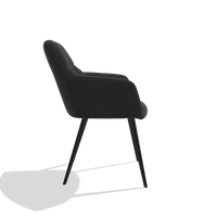 Silla de comedor Bari 6405 en Piel B500 (negro), patas en negro, vista lateral