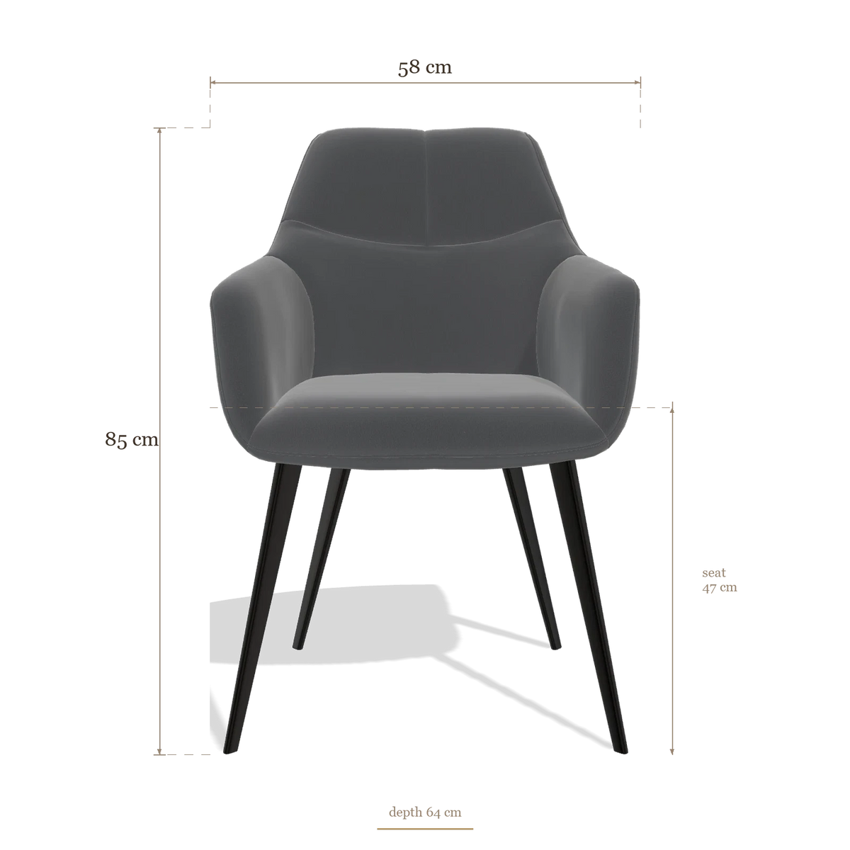 Silla de comedor Bari 6405, medidas 58 x 64 x 85 cm