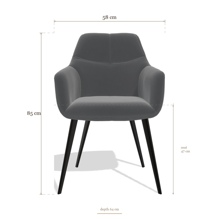 Silla de comedor Bari 6405, medidas 58 x 64 x 85 cm
