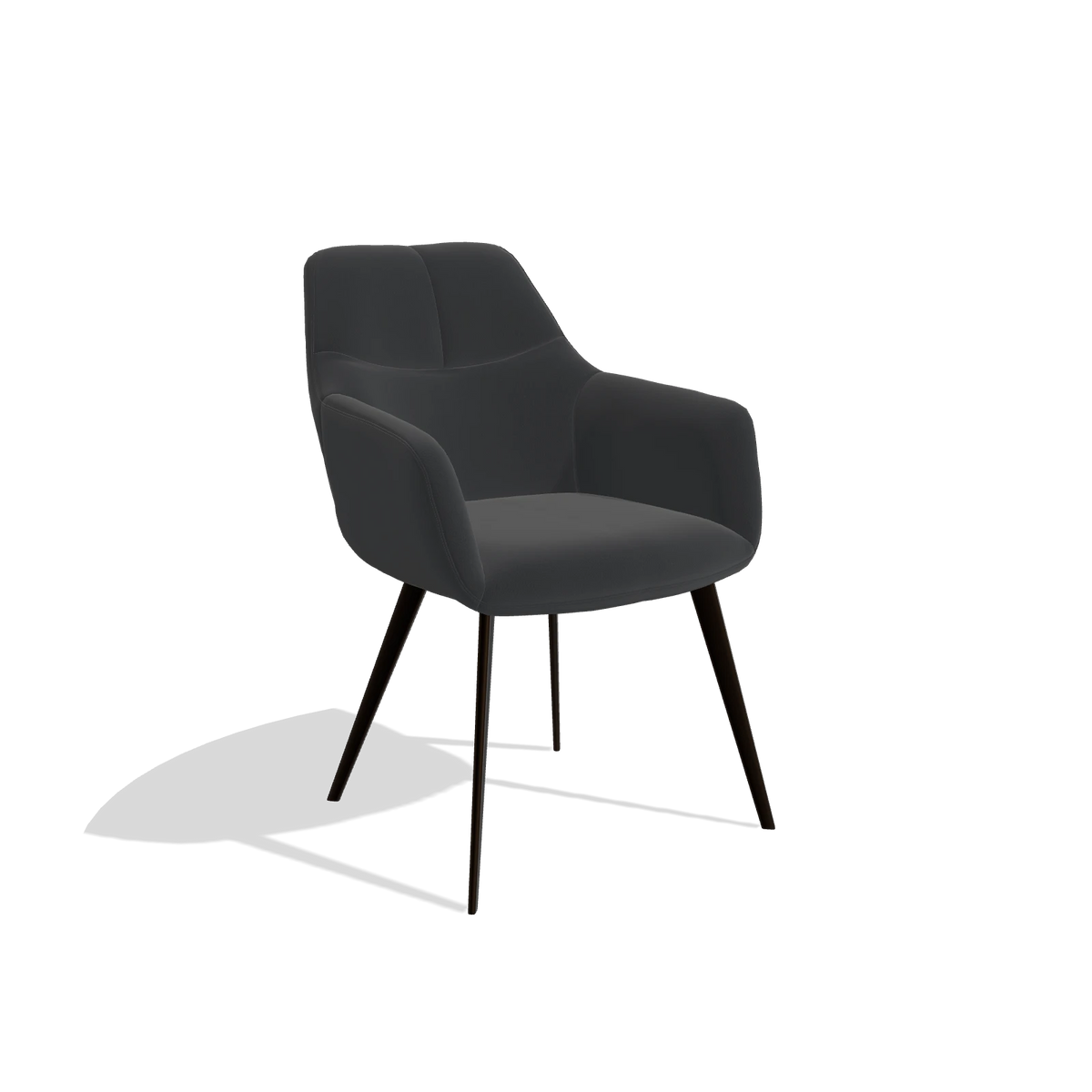 Silla de comedor Bari 6405 en Piel B500 (negro), patas en espresso, vista en ángulo