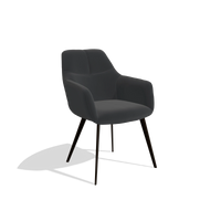 Silla de comedor Bari 6405 en Piel B500 (negro), patas en espresso, vista en ángulo
