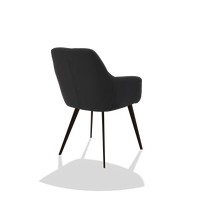 Silla de comedor Bari 6405 en Piel B500 (negro), patas en espresso, vista trasera en ángulo