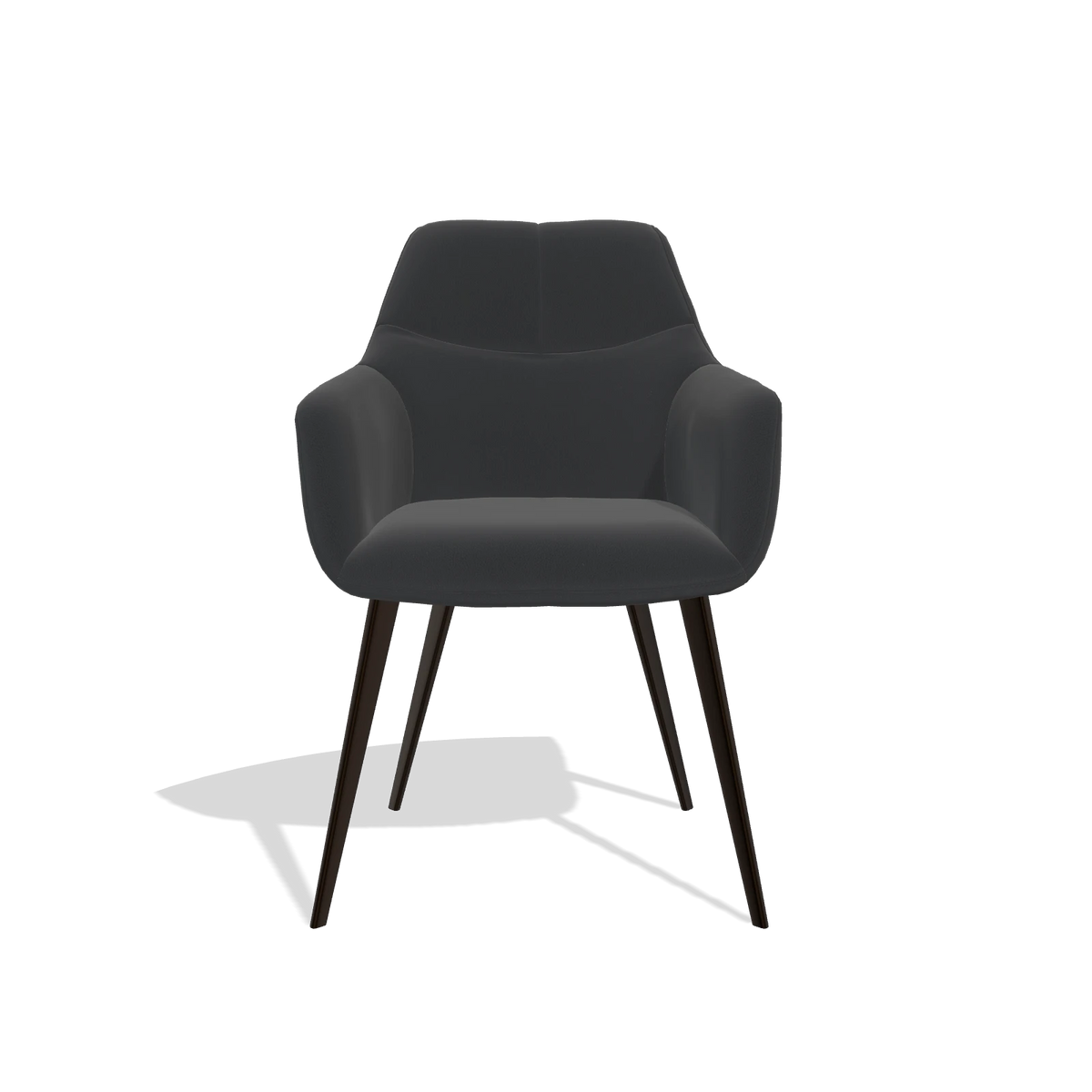 Silla de comedor Bari 6405 en Piel B500 (negro), patas en espresso, vista frontal
