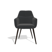 Silla de comedor Bari 6405 en Piel B500 (negro), patas en espresso, vista frontal