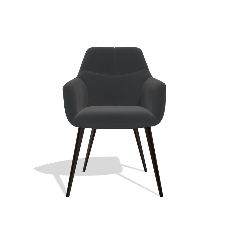 Silla de comedor Bari 6405 en Piel B500 (negro), patas en espresso, vista frontal