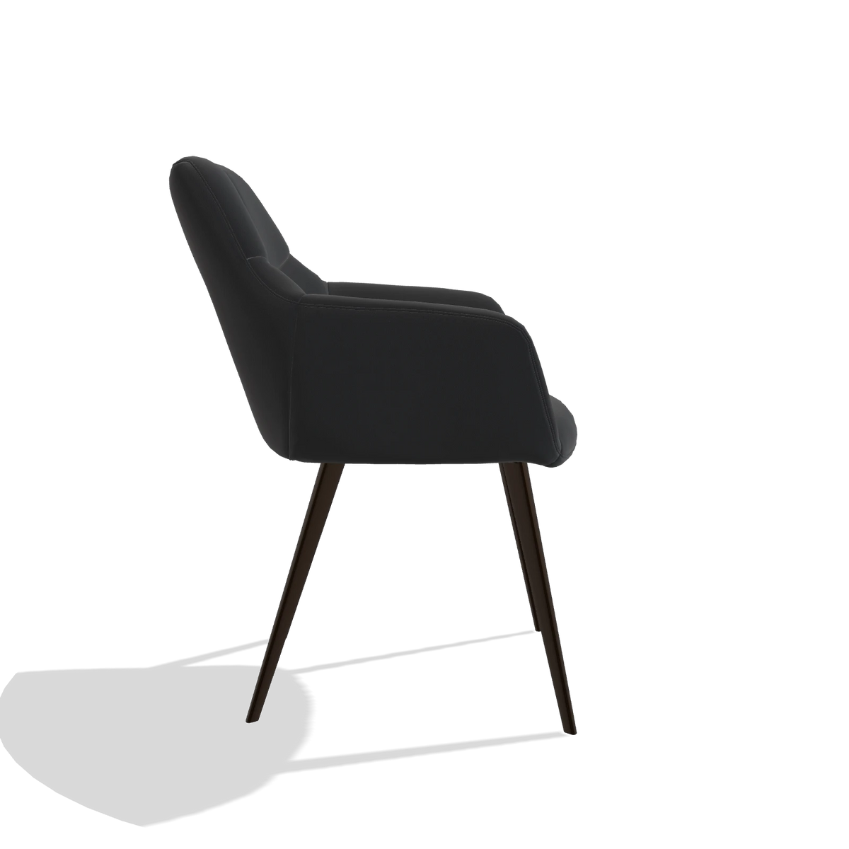 Silla de comedor Bari 6405 en Piel B500 (negro), patas en espresso, vista lateral