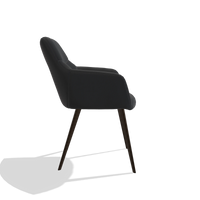 Silla de comedor Bari 6405 en Piel B500 (negro), patas en espresso, vista lateral
