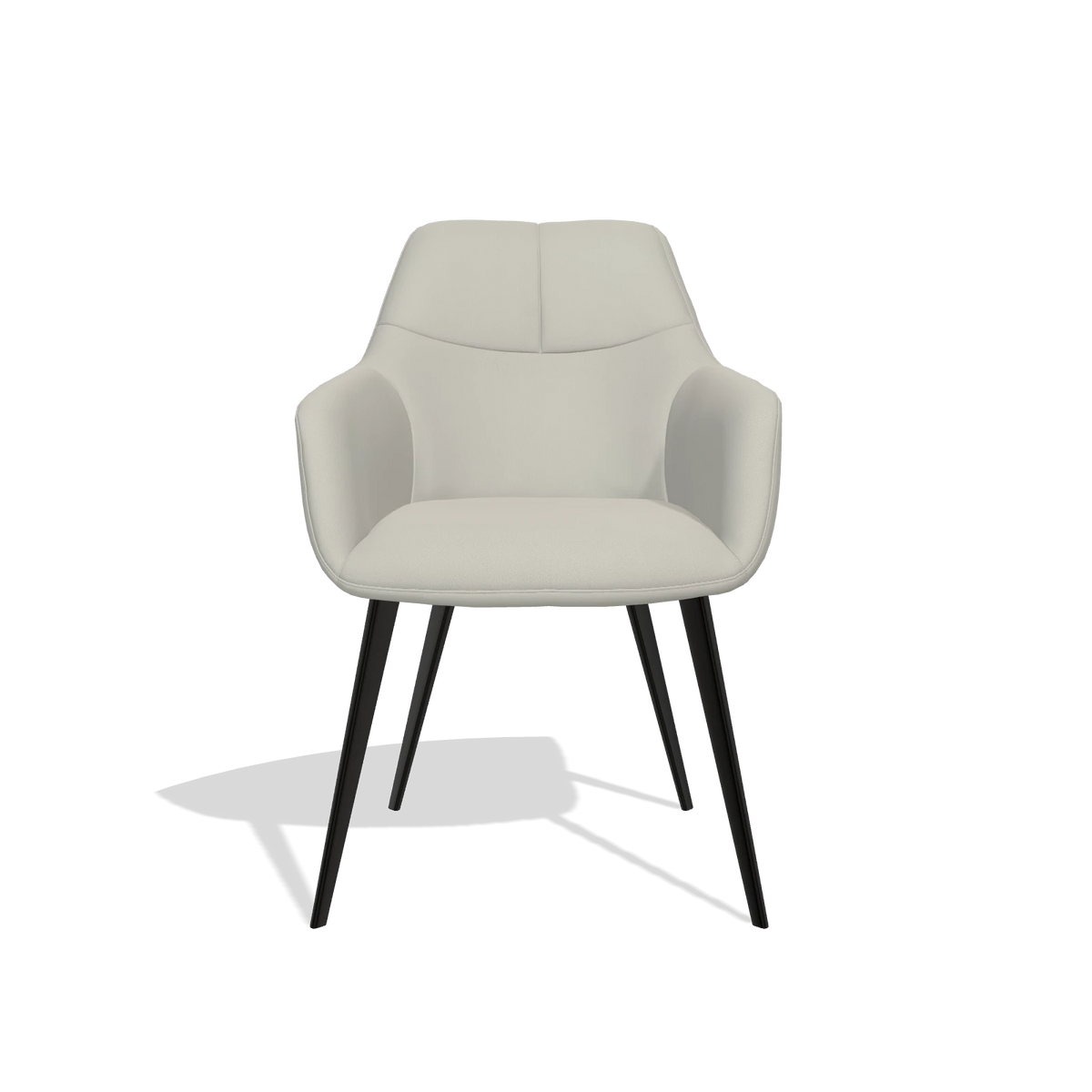Silla de comedor Bari 6405 en Piel B506 (gris claro), patas en negro, vista frontal