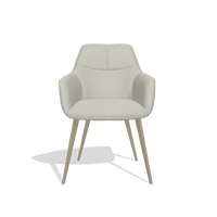 Silla de comedor Bari 6405 en Piel B506 (gris claro), patas en champán, vista frontal