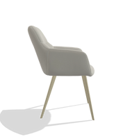 Silla de comedor Bari 6405 en Piel B506 (gris claro), patas en champán, vista lateral