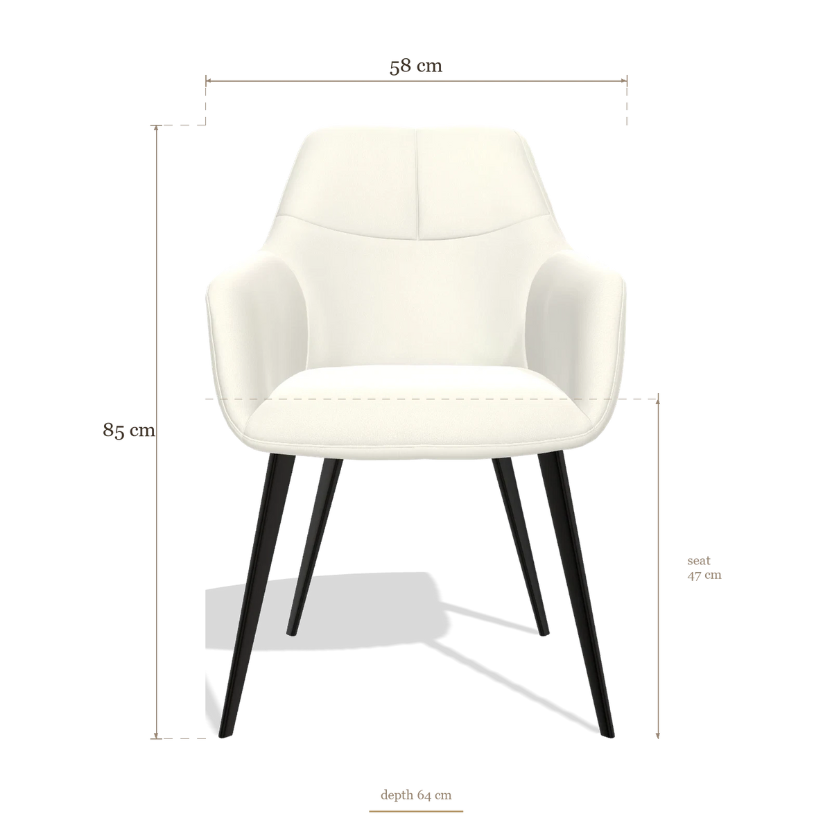 Silla de comedor Bari 6405, medidas 58 x 64 x 85 cm