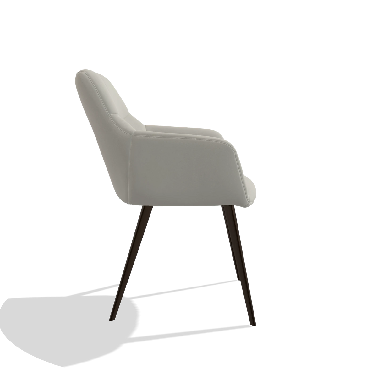Silla de comedor Bari 6405 en Piel B506 (gris claro), patas en espresso, vista lateral