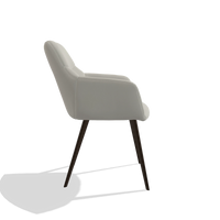 Silla de comedor Bari 6405 en Piel B506 (gris claro), patas en espresso, vista lateral