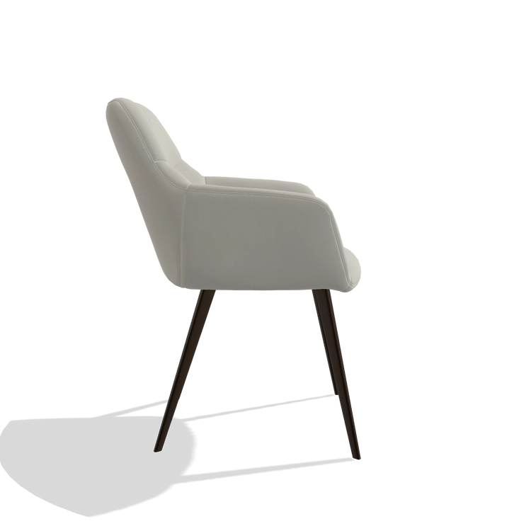 Silla de comedor Bari 6405 en Piel B506 (gris claro), patas en espresso, vista lateral