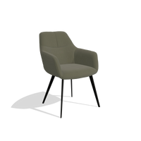 Sedia da pranzo Bari 6405 in Pelle B572 (oliva), gambe in nero, vista angolata