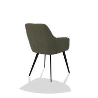 Sedia da pranzo Bari 6405 in Pelle B572 (oliva), gambe in nero, vista posteriore angolata