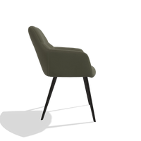 Sedia da pranzo Bari 6405 in Pelle B572 (oliva), gambe in nero, vista laterale