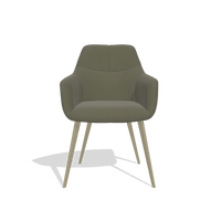 Sedia da pranzo Bari 6405 in Pelle B572 (oliva), gambe in champagne, vista frontale
