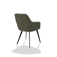 Sedia da pranzo Bari 6405 in Pelle B572 (oliva), gambe in espresso, vista posteriore angolata