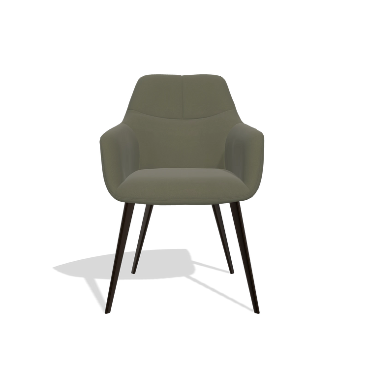 Sedia da pranzo Bari 6405 in Pelle B572 (oliva), gambe in espresso, vista frontale