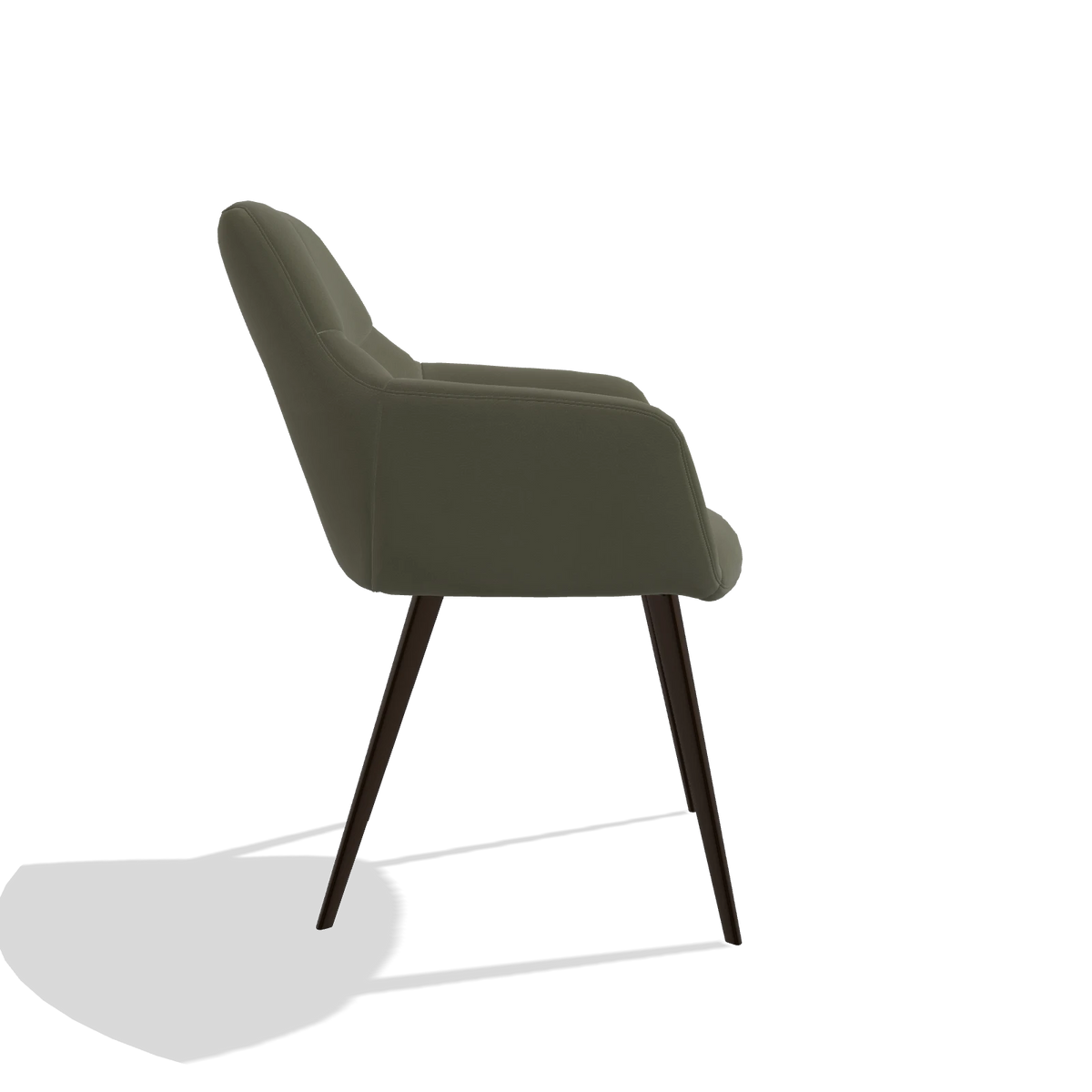 Sedia da pranzo Bari 6405 in Pelle B572 (oliva), gambe in espresso, vista laterale