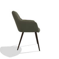 Sedia da pranzo Bari 6405 in Pelle B572 (oliva), gambe in espresso, vista laterale