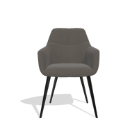 Silla de comedor Bari 6405 en Piel B918 (gris oscuro), patas en negro, vista frontal
