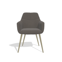 Silla de comedor Bari 6405 en Piel B918 (gris oscuro), patas en champán, vista frontal