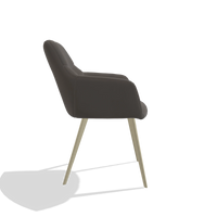 Silla de comedor Bari 6405 en Piel B918 (gris oscuro), patas en champán, vista lateral