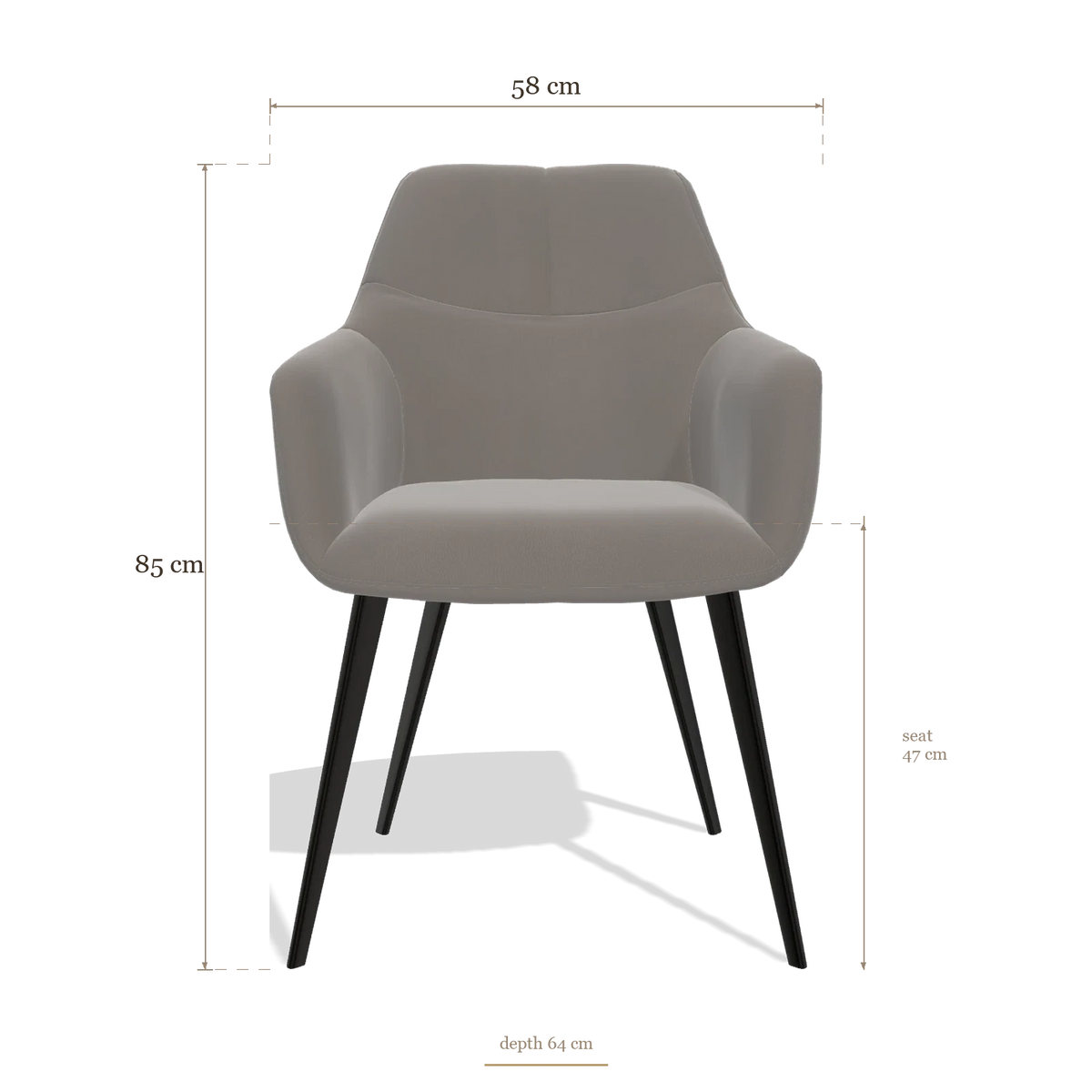 Silla de comedor Bari 6405, medidas 58 x 64 x 85 cm