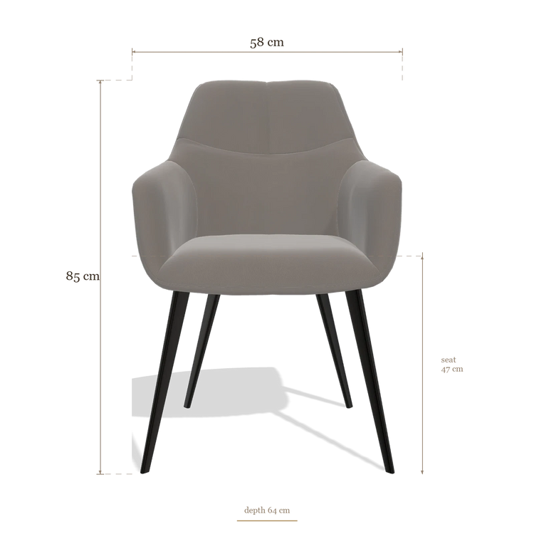 Silla de comedor Bari 6405, medidas 58 x 64 x 85 cm