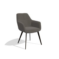 Silla de comedor Bari 6405 en Piel B918 (gris oscuro), patas en espresso, vista en ángulo