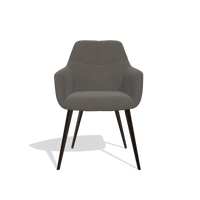 Silla de comedor Bari 6405 en Piel B918 (gris oscuro), patas en espresso, vista frontal
