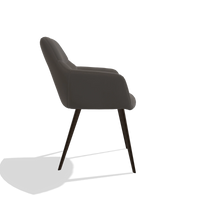 Silla de comedor Bari 6405 en Piel B918 (gris oscuro), patas en espresso, vista lateral