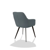Eetkamerstoel Bari 6405 in Leder B963 (grijs), poten in espresso, schuin achteraanzicht
