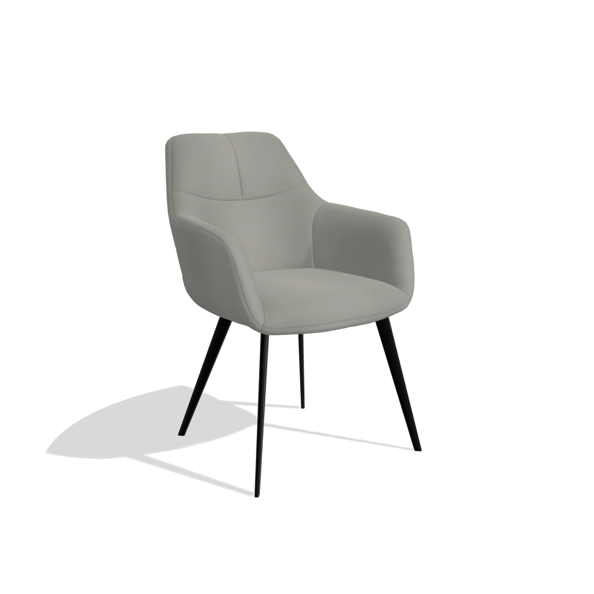 Sedia da pranzo Bari 6405 in Pelle B967 (greige), gambe in nero, vista angolata